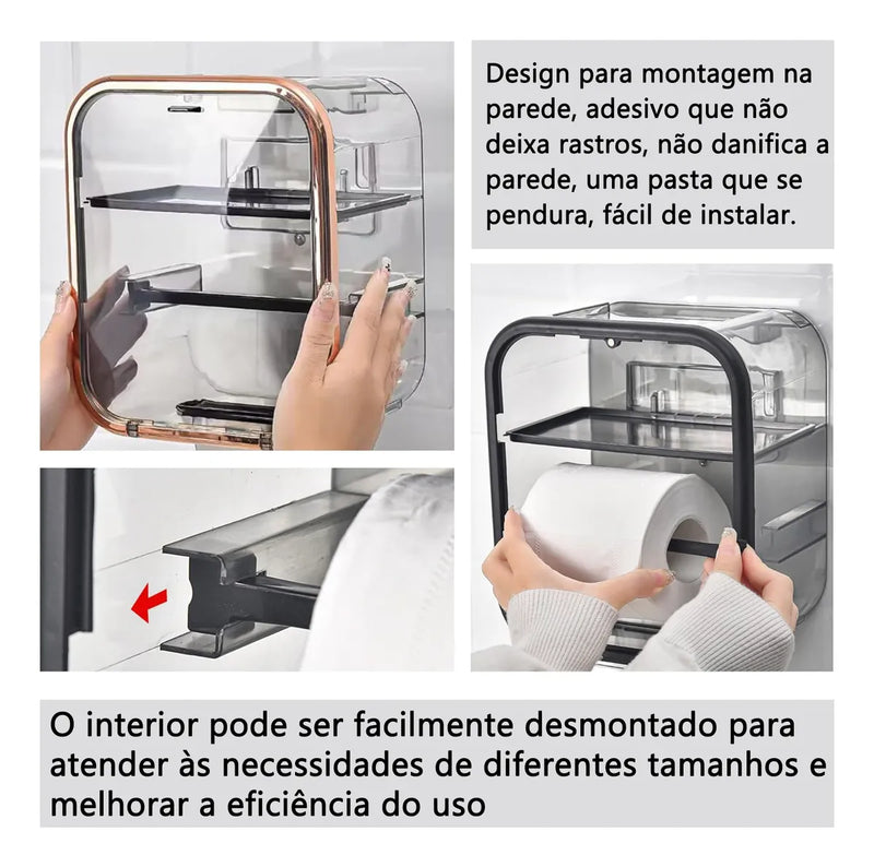 Porta Papel Higiênico com Fixação Sem Furo - Adora