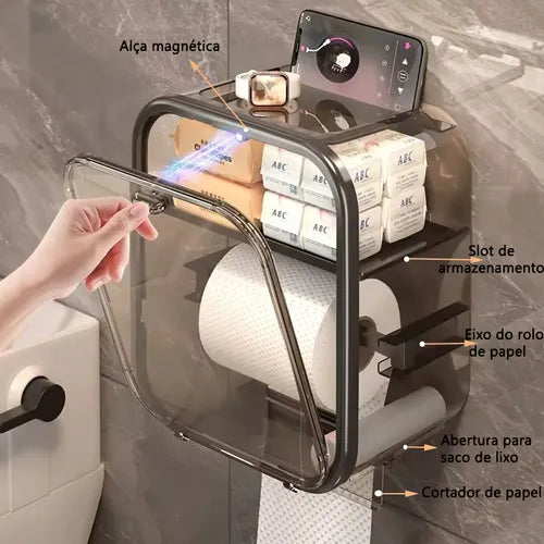 Porta Papel Higiênico com Fixação Sem Furo - Adora