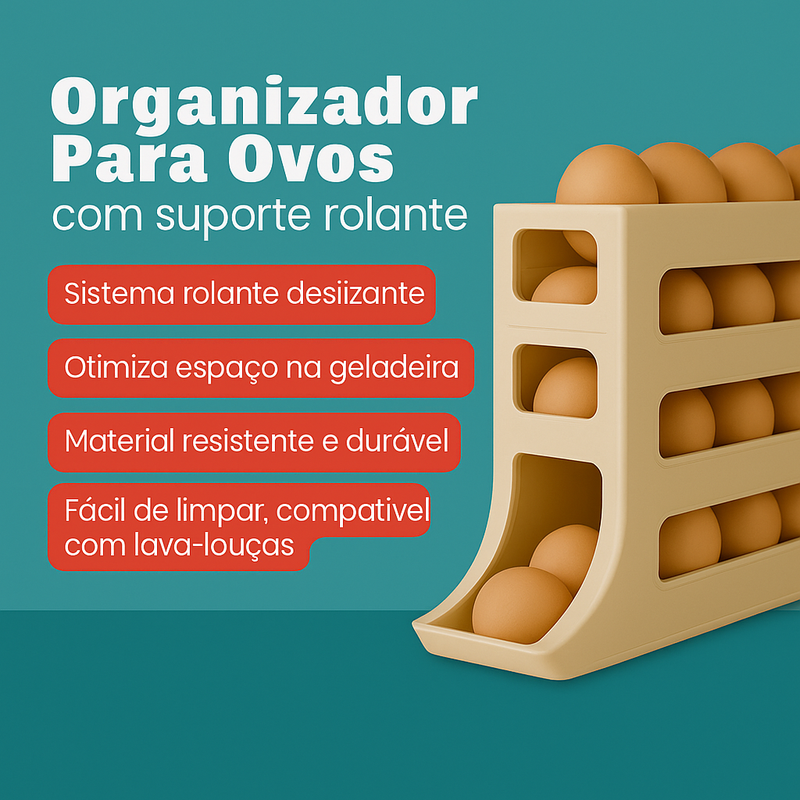 Organizador Para Ovos com Suporte Rolante - Adora