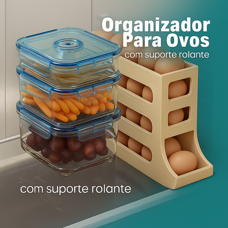 Organizador Para Ovos com Suporte Rolante - Adora