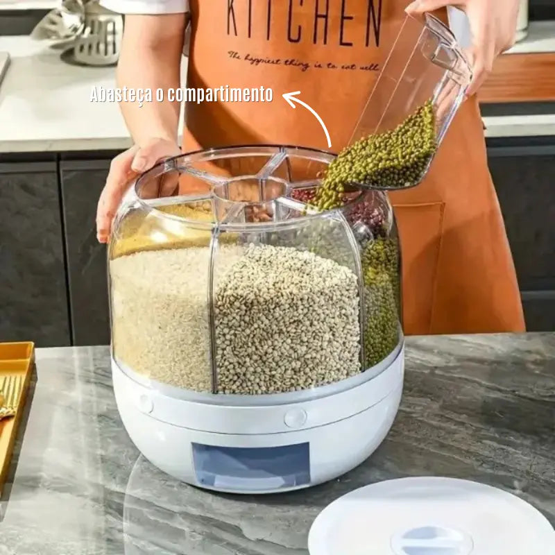 Dispenser De Alimentos Giratório Com 6 Divisões - Adora