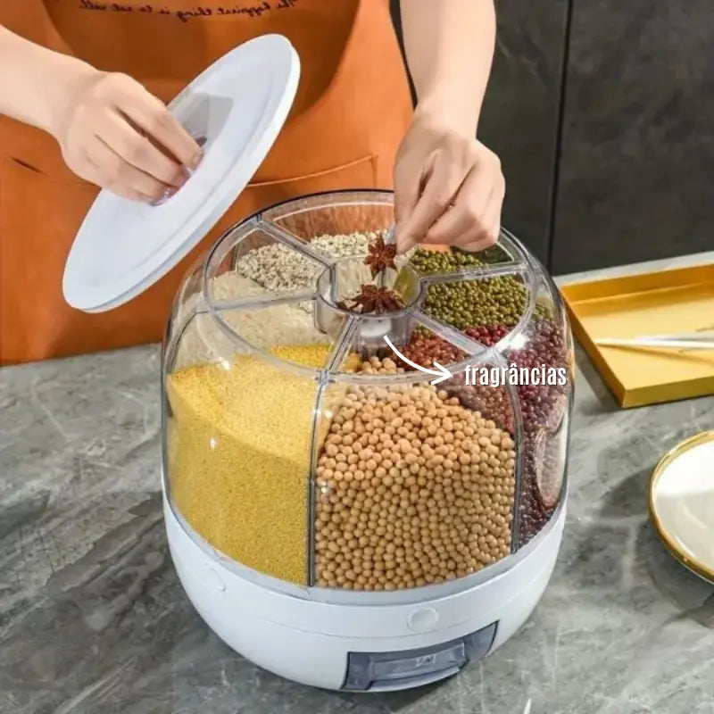 Dispenser De Alimentos Giratório Com 6 Divisões - Adora