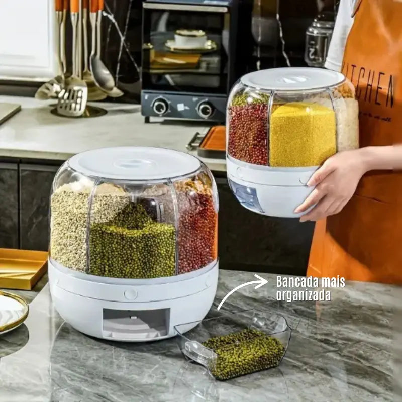 Dispenser De Alimentos Giratório Com 6 Divisões - Adora