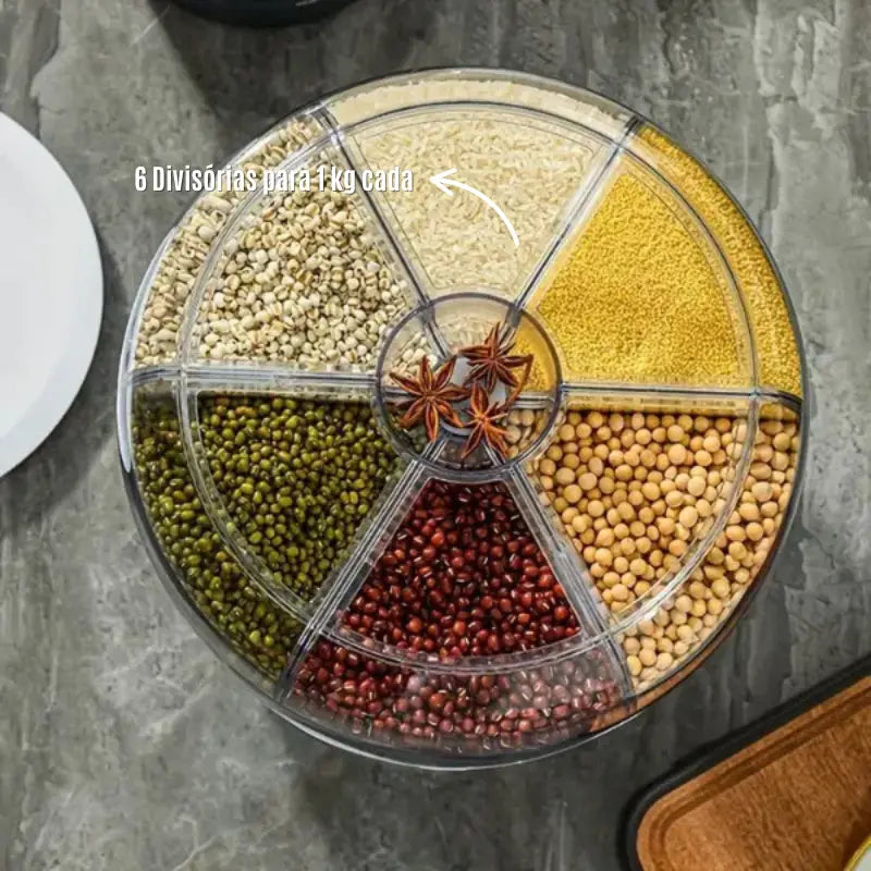 Dispenser De Alimentos Giratório Com 6 Divisões - Adora