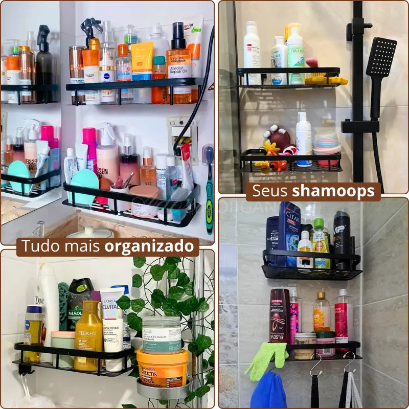 Prateleira para Banheiro Premium + Adesivos FixAdora™ de Brinde