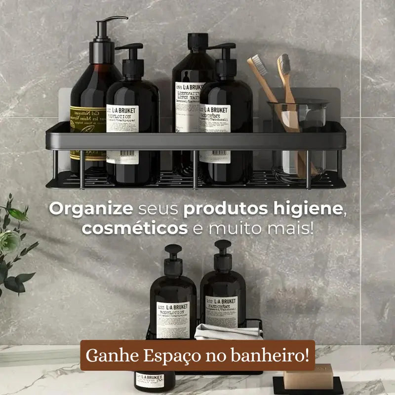 Prateleira para Banheiro Premium + Adesivos FixAdora™ de Brinde