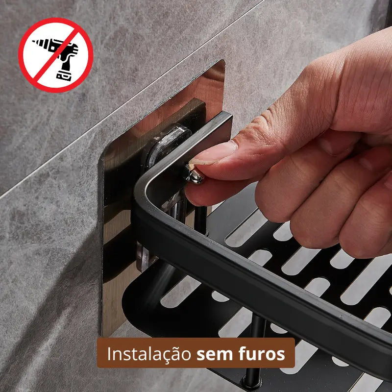 Prateleira para Banheiro Premium + Adesivos FixAdora™ de Brinde
