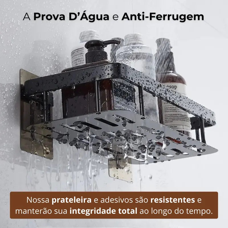 Prateleira para Banheiro Premium + Adesivos FixAdora™ de Brinde