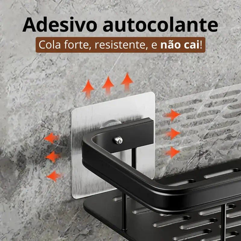 Prateleira para Banheiro Premium + Adesivos FixAdora™ de Brinde